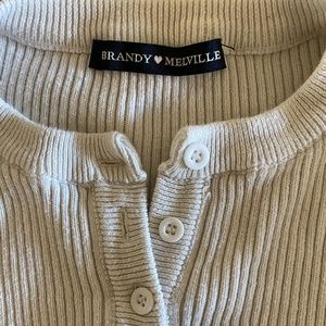 Brandy Melville ribbed off-white long sleeve top